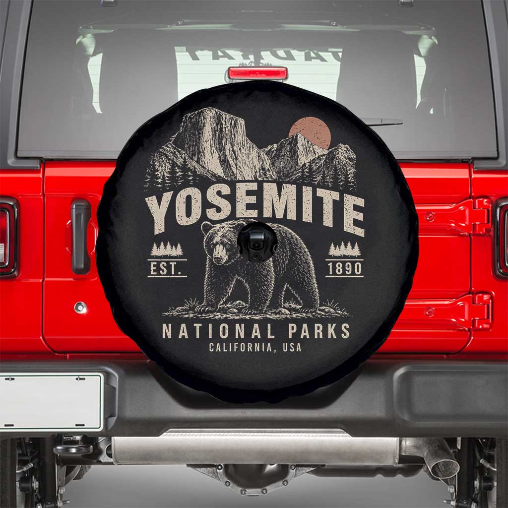 Vintage Yosemite National Park Spare Tire Cover Retro Bear Nature Wildlife Forest TS10 Black Print Your Wear