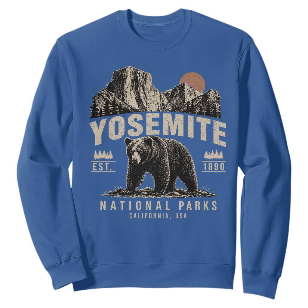 Vintage Yosemite National Park Sweatshirt Retro Bear Nature Wildlife Forest TS10 Royal Blue Print Your Wear