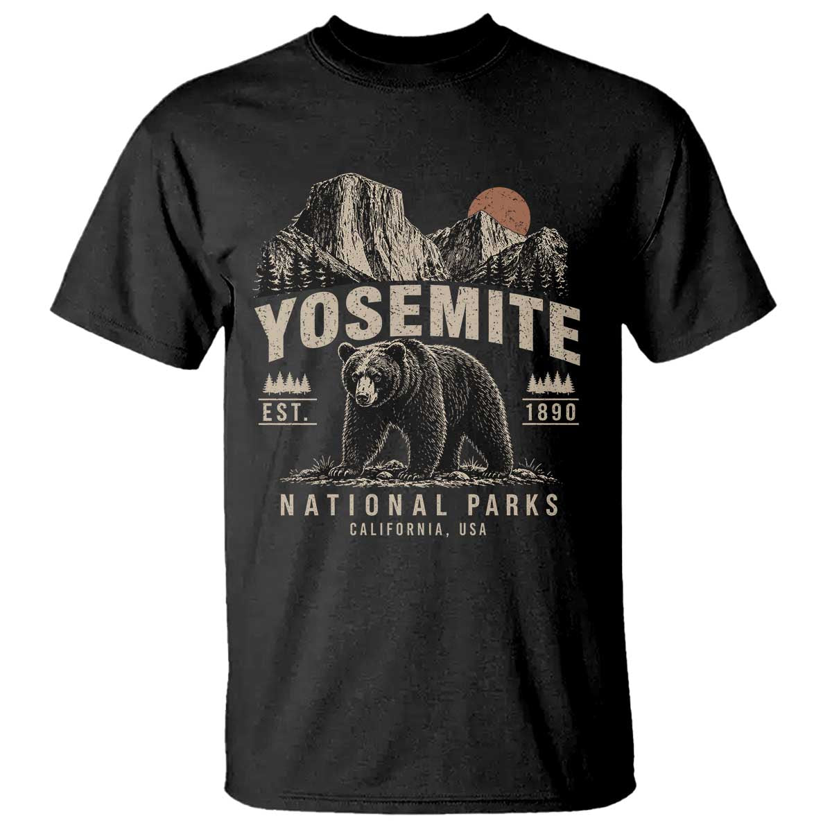 Vintage Yosemite National Park T Shirt Retro Bear Nature Wildlife Forest TS10 Black Print Your Wear