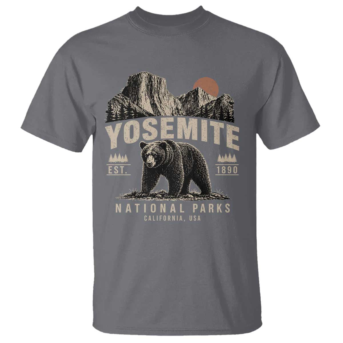 Vintage Yosemite National Park T Shirt Retro Bear Nature Wildlife Forest TS10 Charcoal Print Your Wear