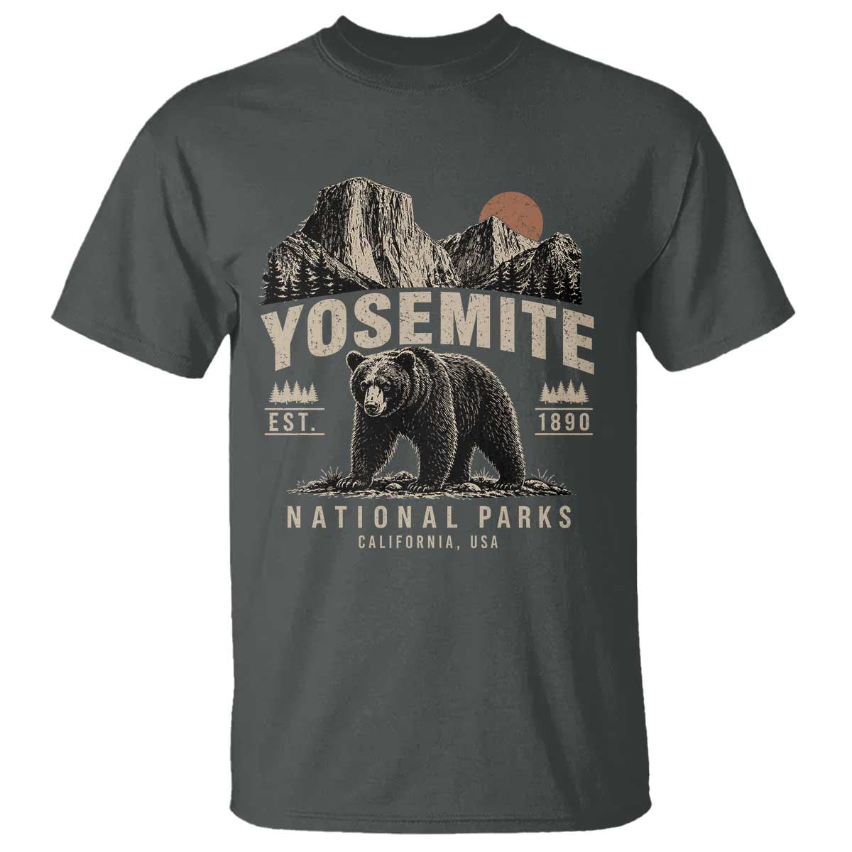 Vintage Yosemite National Park T Shirt Retro Bear Nature Wildlife Forest TS10 Dark Heather Print Your Wear
