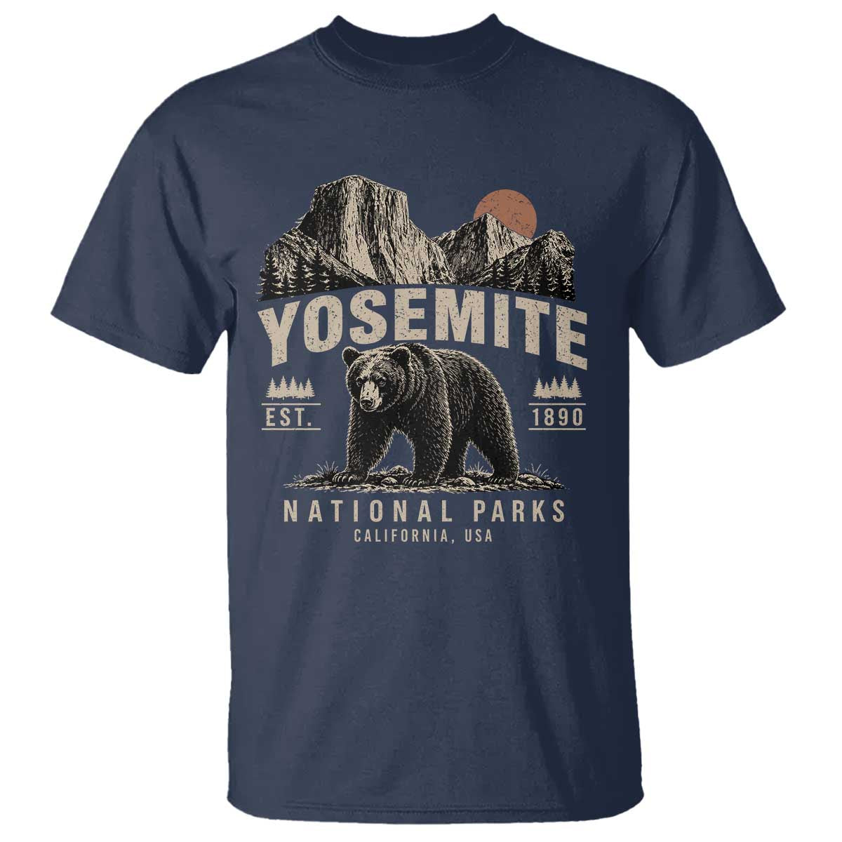 Vintage Yosemite National Park T Shirt Retro Bear Nature Wildlife Forest TS10 Navy Print Your Wear