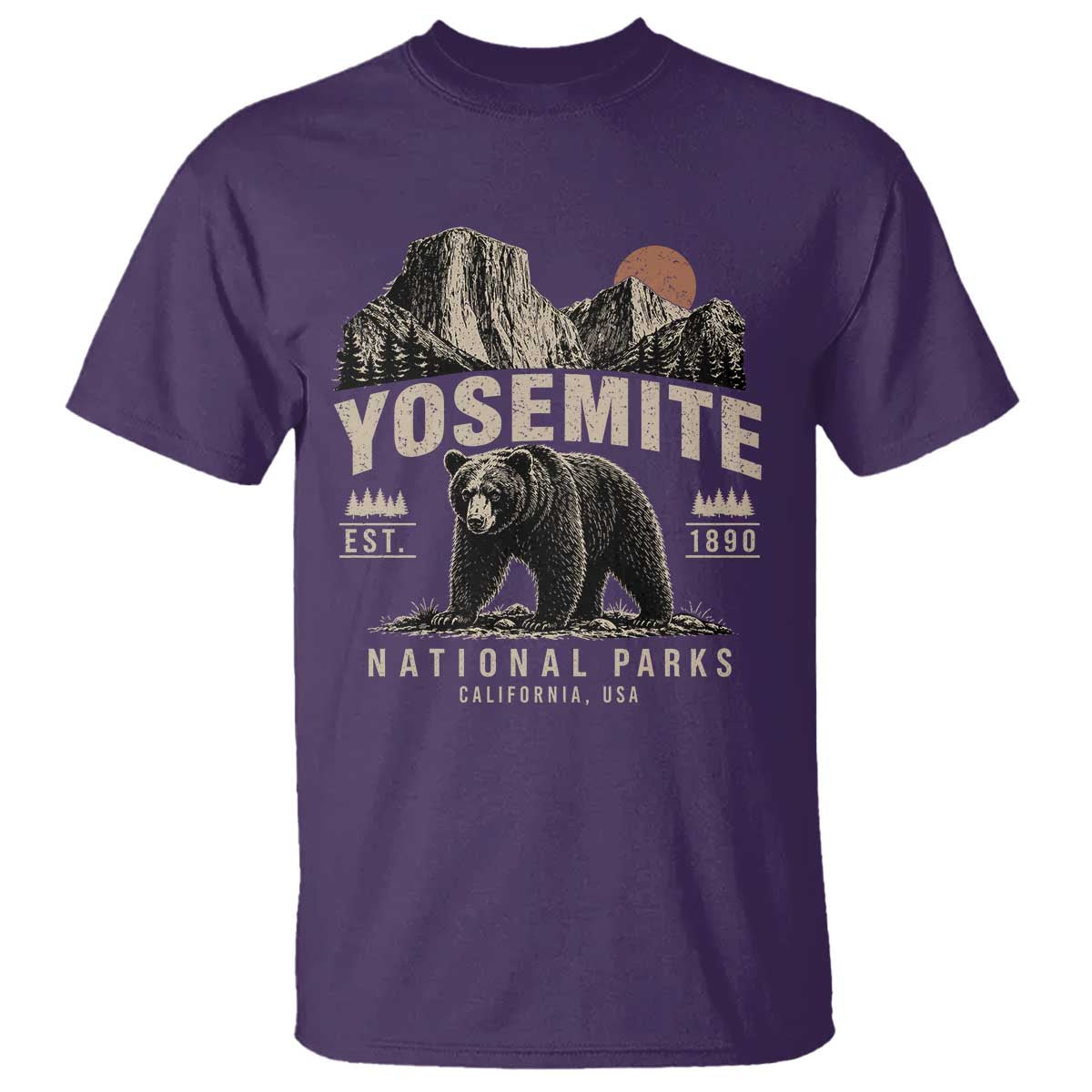 Vintage Yosemite National Park T Shirt Retro Bear Nature Wildlife Forest TS10 Purple Print Your Wear