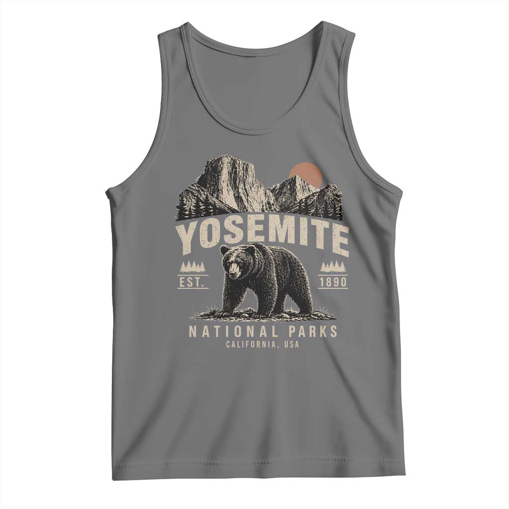 Vintage Yosemite National Park Tank Top Retro Bear Nature Wildlife Forest TS10 Black Heather Print Your Wear