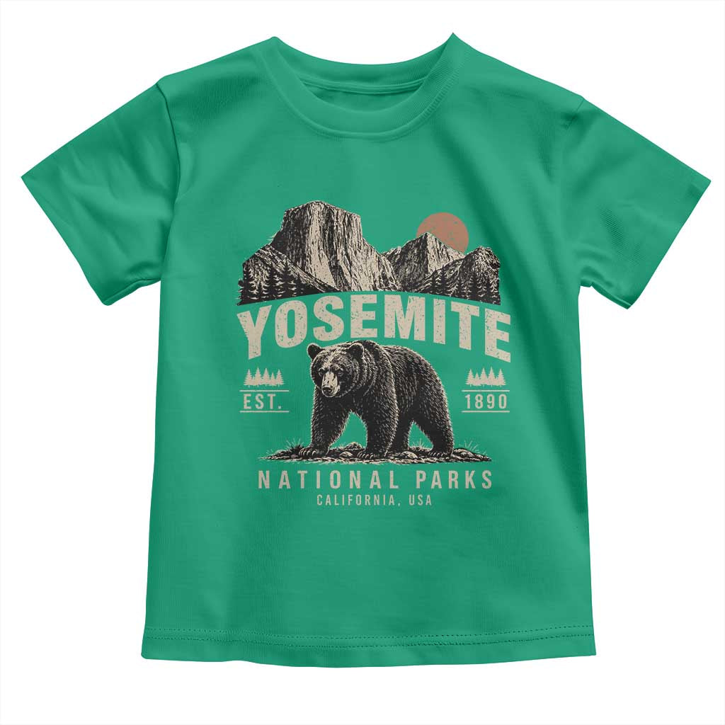 Vintage Yosemite National Park Toddler T Shirt Retro Bear Nature Wildlife Forest TS10 Irish Green Print Your Wear