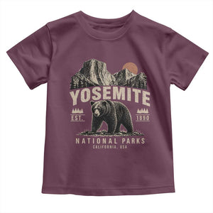 Vintage Yosemite National Park Toddler T Shirt Retro Bear Nature Wildlife Forest TS10 Maroon Print Your Wear