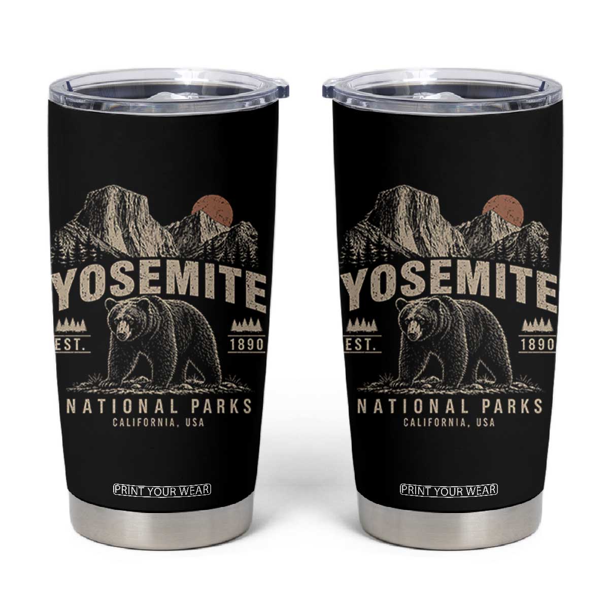 Vintage Yosemite National Park Tumbler Cup Retro Bear Nature Wildlife Forest TS10 Black Print Your Wear