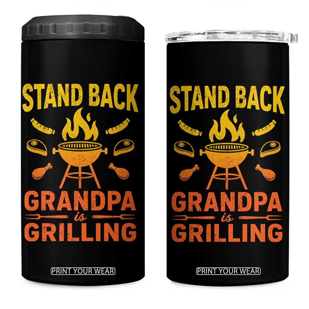 Grandpa Is Grilling 4 in 1 Can Cooler Tumbler Funny Fathers Day BBQ