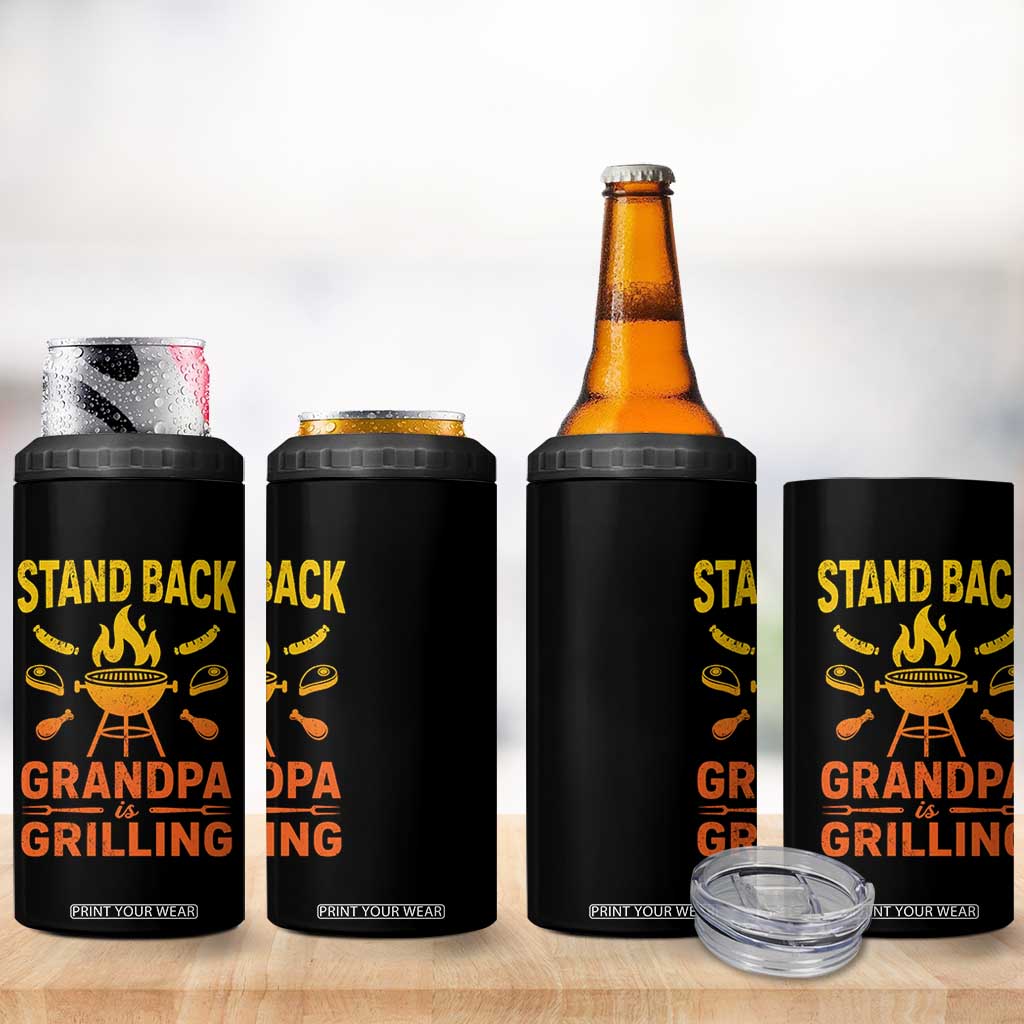 Grandpa Is Grilling 4 in 1 Can Cooler Tumbler Funny Fathers Day BBQ
