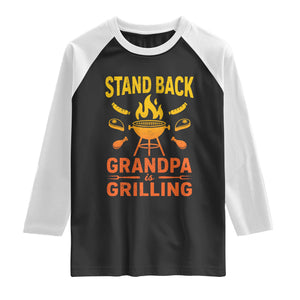 Grandpa Is Grilling Raglan Shirt Funny Fathers Day BBQ