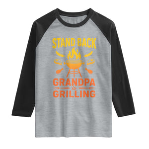 Grandpa Is Grilling Raglan Shirt Funny Fathers Day BBQ