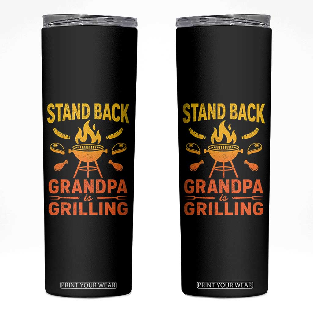 Grandpa Is Grilling Skinny Tumbler Funny Fathers Day BBQ