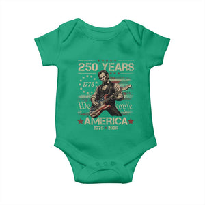 Abraham Lincoln Playing Guitar 250th Anniversary Baby Onesie 250 Years 1776 2026 4th July USA Flag We The People