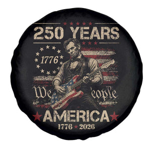 Abraham Lincoln Playing Guitar 250th Anniversary Spare Tire Cover 250 Years 1776 2026 4th July USA Flag We The People