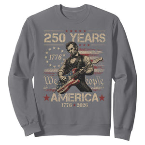 Abraham Lincoln Playing Guitar 250th Anniversary Sweatshirt 250 Years 1776 2026 4th July USA Flag We The People