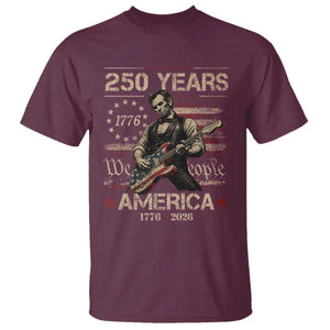 Abraham Lincoln Playing Guitar 250th Anniversary T Shirt 250 Years 1776 2026 4th July USA Flag We The People