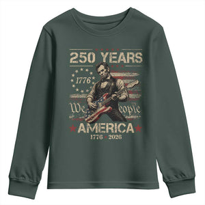 Abraham Lincoln Playing Guitar 250th Anniversary Youth Sweatshirt 250 Years 1776 2026 4th July USA Flag We The People