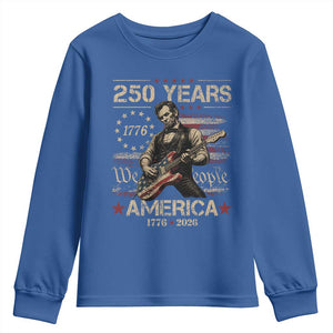 Abraham Lincoln Playing Guitar 250th Anniversary Youth Sweatshirt 250 Years 1776 2026 4th July USA Flag We The People
