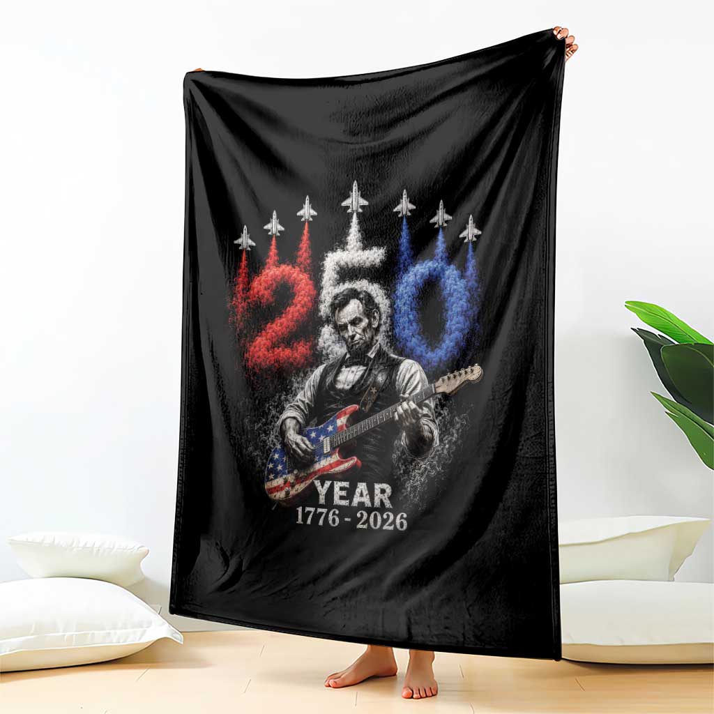 Vintage Abraham Lincoln Abe Lincoln Playing Guitar 250 Years Throw Blanket 1776 2026 Humor Patriotic TS10 Print Your Wear