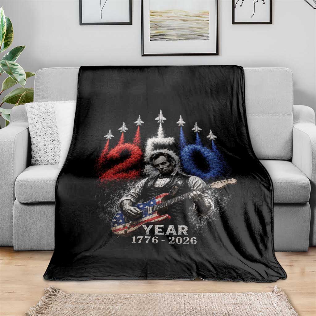 Vintage Abraham Lincoln Abe Lincoln Playing Guitar 250 Years Throw Blanket 1776 2026 Humor Patriotic TS10 Print Your Wear