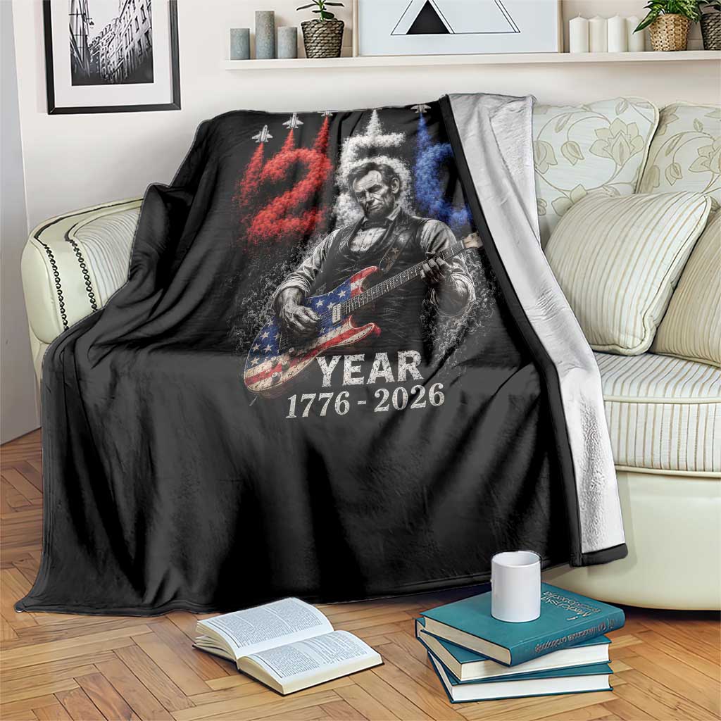 Vintage Abraham Lincoln Abe Lincoln Playing Guitar 250 Years Throw Blanket 1776 2026 Humor Patriotic TS10 Print Your Wear