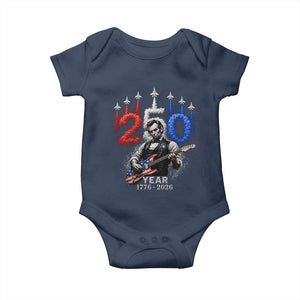 Vintage Abraham Lincoln Abe Lincoln Playing Guitar 250 Years Baby Onesie 1776 2026 Humor Patriotic TS10 Navy Print Your Wear
