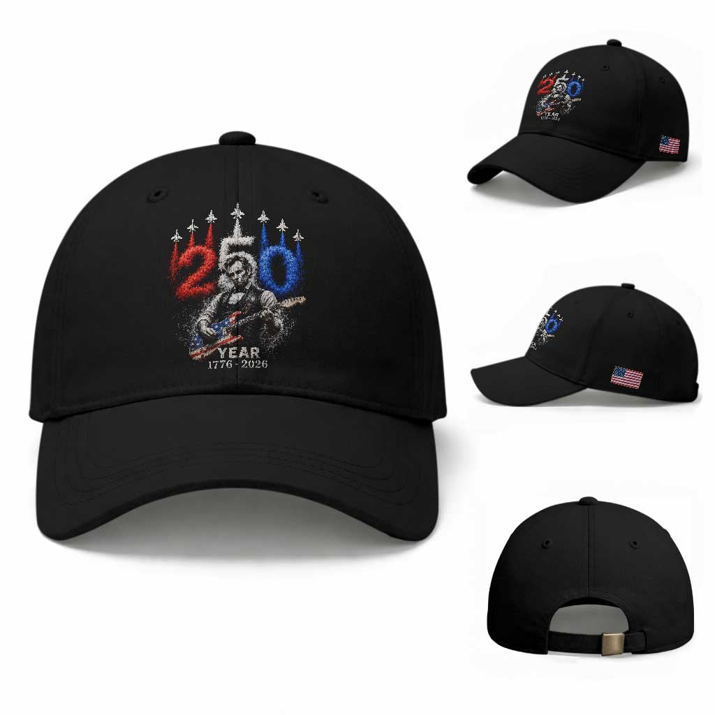 Vintage Abraham Lincoln Abe Lincoln Playing Guitar 250 Years Baseball Cap 1776 2026 Humor Patriotic TS10 Baseball Cap Universal Fit Black Print Your Wear