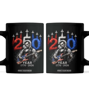 Vintage Abraham Lincoln Abe Lincoln Playing Guitar 250 Years Coffee Mug 1776 2026 Humor Patriotic TS10 Black Print Your Wear