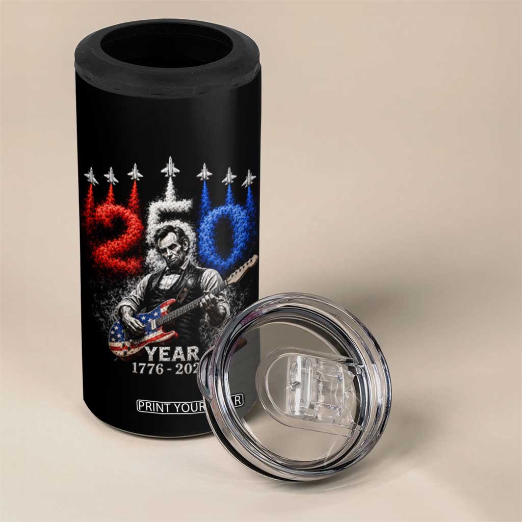 Vintage Abraham Lincoln Abe Lincoln Playing Guitar 250 Years 4 in 1 Can Cooler Tumbler 1776 2026 Humor Patriotic TS10 Print Your Wear