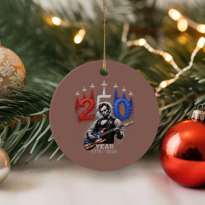 Vintage Abraham Lincoln Abe Lincoln Playing Guitar 250 Years Ceramic Ornament 1776 2026 Humor Patriotic TS10 1pc Mocha Print Your Wear