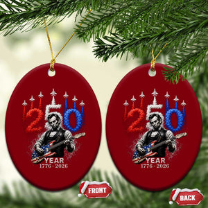 Vintage Abraham Lincoln Abe Lincoln Playing Guitar 250 Years Ceramic Ornament 1776 2026 Humor Patriotic TS10 Print Your Wear