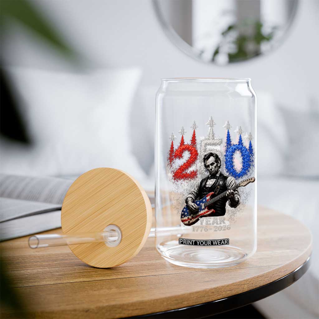 Vintage Abraham Lincoln Abe Lincoln Playing Guitar 250 Years Glass Can 1776 2026 Humor Patriotic TS10 Print Your Wear