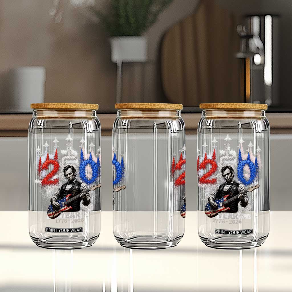 Vintage Abraham Lincoln Abe Lincoln Playing Guitar 250 Years Glass Can 1776 2026 Humor Patriotic TS10 Print Your Wear
