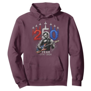 Vintage Abraham Lincoln Abe Lincoln Playing Guitar 250 Years Hoodie 1776 2026 Humor Patriotic TS10 Maroon Print Your Wear