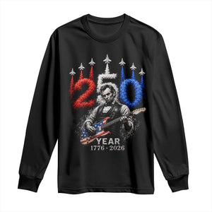 Vintage Abraham Lincoln Abe Lincoln Playing Guitar 250 Years Long Sleeve Shirt 1776 2026 Humor Patriotic TS10 Black Print Your Wear