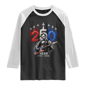 Vintage Abraham Lincoln Abe Lincoln Playing Guitar 250 Years Raglan Shirt 1776 2026 Humor Patriotic TS10 Black White Print Your Wear