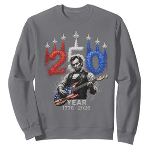 Vintage Abraham Lincoln Abe Lincoln Playing Guitar 250 Years Sweatshirt 1776 2026 Humor Patriotic TS10 Charcoal Print Your Wear
