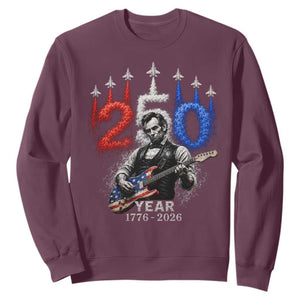 Vintage Abraham Lincoln Abe Lincoln Playing Guitar 250 Years Sweatshirt 1776 2026 Humor Patriotic TS10 Maroon Print Your Wear
