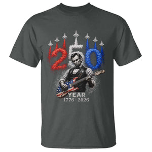 Vintage Abraham Lincoln Abe Lincoln Playing Guitar 250 Years T Shirt 1776 2026 Humor Patriotic TS10 Dark Heather Print Your Wear