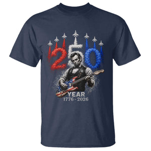 Vintage Abraham Lincoln Abe Lincoln Playing Guitar 250 Years T Shirt 1776 2026 Humor Patriotic TS10 Navy Print Your Wear