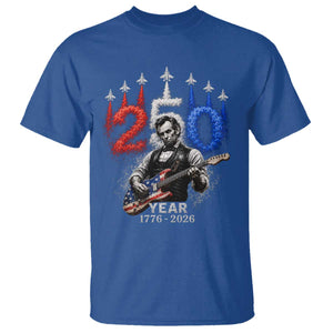 Vintage Abraham Lincoln Abe Lincoln Playing Guitar 250 Years T Shirt 1776 2026 Humor Patriotic TS10 Royal Blue Print Your Wear