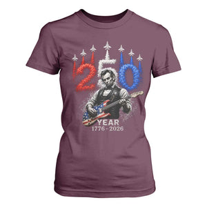 Vintage Abraham Lincoln Abe Lincoln Playing Guitar 250 Years T Shirt For Women 1776 2026 Humor Patriotic TS10 Maroon Print Your Wear