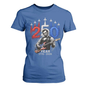 Vintage Abraham Lincoln Abe Lincoln Playing Guitar 250 Years T Shirt For Women 1776 2026 Humor Patriotic TS10 Royal Blue Print Your Wear