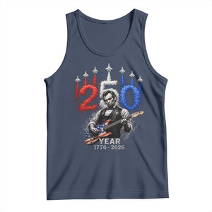Vintage Abraham Lincoln Abe Lincoln Playing Guitar 250 Years Tank Top 1776 2026 Humor Patriotic TS10 Navy Print Your Wear
