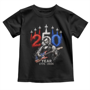 Vintage Abraham Lincoln Abe Lincoln Playing Guitar 250 Years Toddler T Shirt 1776 2026 Humor Patriotic TS10 Black Print Your Wear