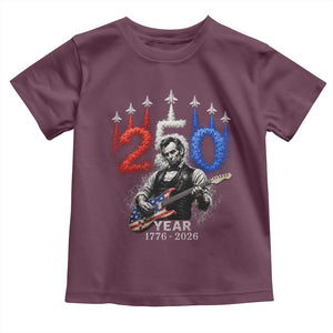 Vintage Abraham Lincoln Abe Lincoln Playing Guitar 250 Years Toddler T Shirt 1776 2026 Humor Patriotic TS10 Maroon Print Your Wear