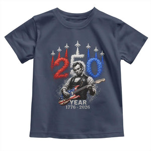 Vintage Abraham Lincoln Abe Lincoln Playing Guitar 250 Years Toddler T Shirt 1776 2026 Humor Patriotic TS10 Navy Print Your Wear