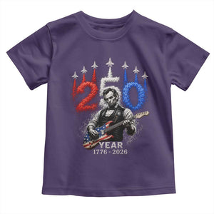 Vintage Abraham Lincoln Abe Lincoln Playing Guitar 250 Years Toddler T Shirt 1776 2026 Humor Patriotic TS10 Purple Print Your Wear