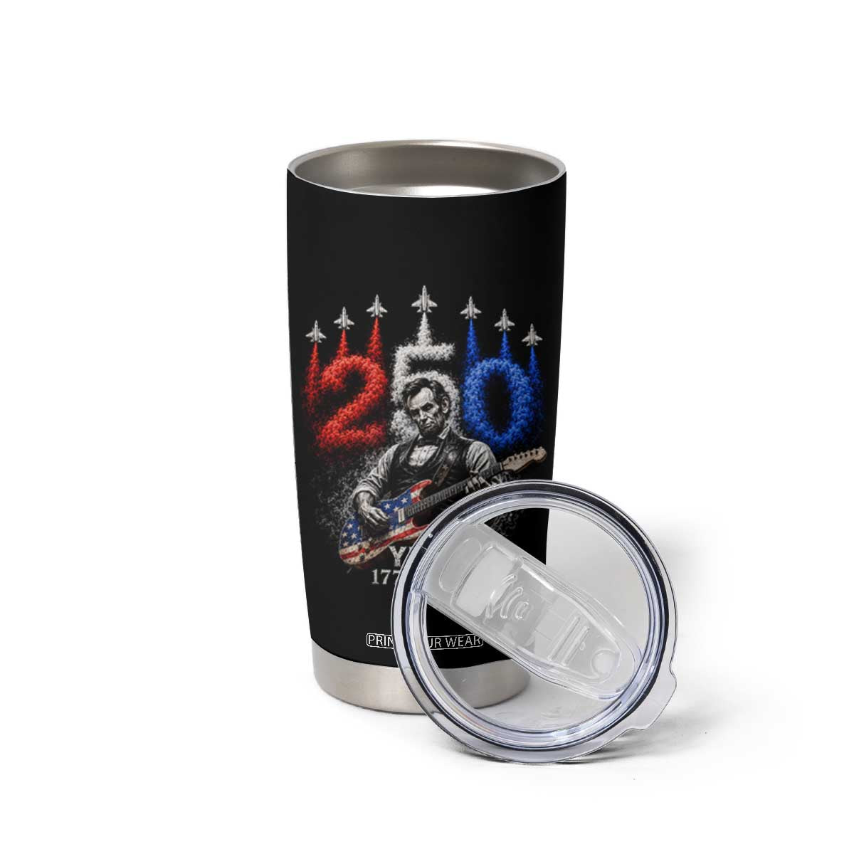 Vintage Abraham Lincoln Abe Lincoln Playing Guitar 250 Years Tumbler Cup 1776 2026 Humor Patriotic TS10 Print Your Wear