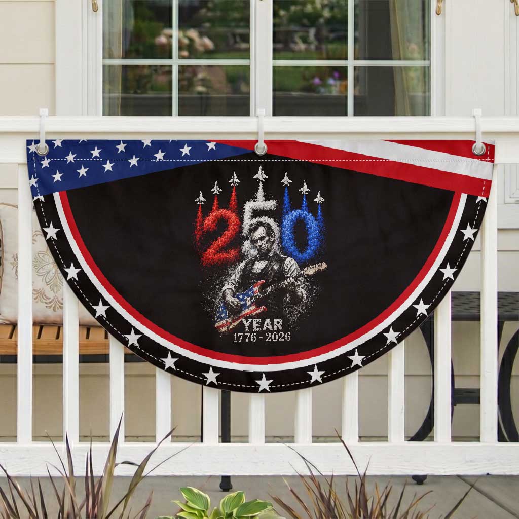 Vintage Abraham Lincoln Abe Lincoln Playing Guitar 250 Years Patriotic Fan Flag 1776 2026 Humor